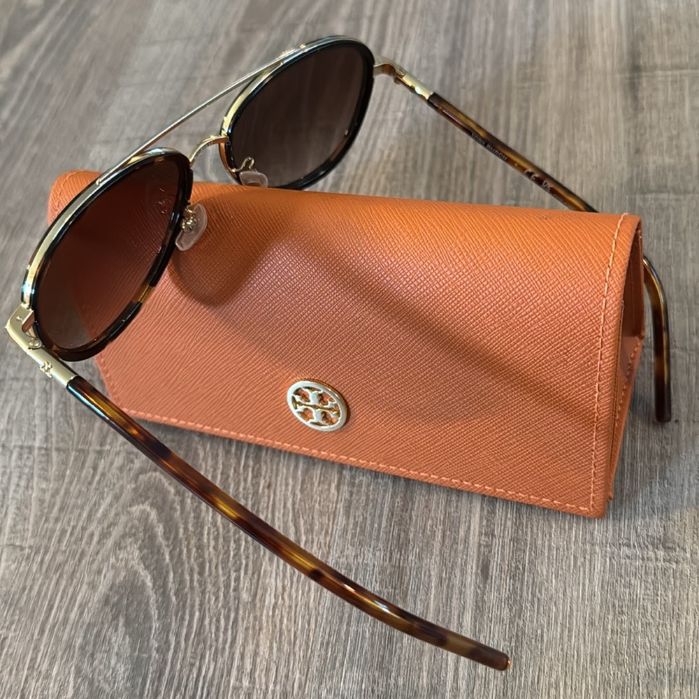 Tory Burch Tortoise Aviator Sunglasses - Picture 5 of 8